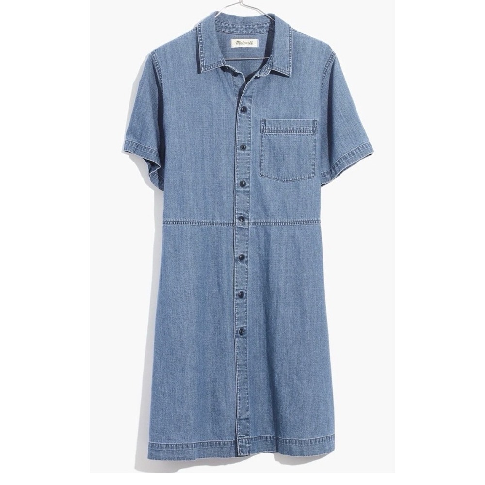 Madewell Denim Waisted Shirtdress in Penview Wash Women's XXS Button‎ Up Blue